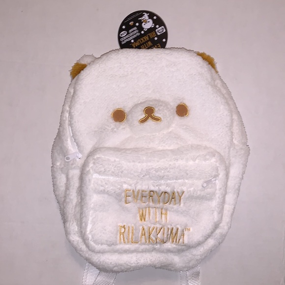 New Rilakkuma Fuzzy Sherpa “Every Day With Rilakkuma” Backpack Japan Exclusive - Picture 6 of 15